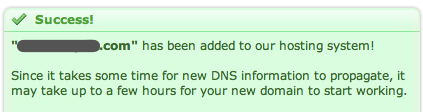 DreamHost "Success" message after adding a domain DreamHost "Success" message after adding a domain
