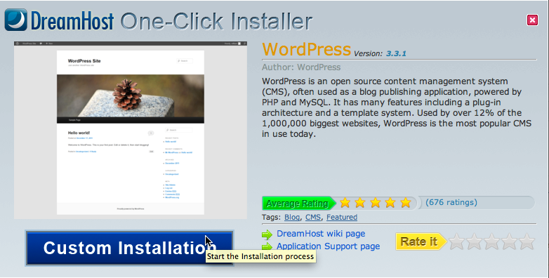 DreamHost One-Click Install: WordPress Custom Installation DreamHost One-Click Install: WordPress Custom Installation