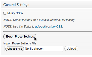 Export Prose Settings Export Prose Settings